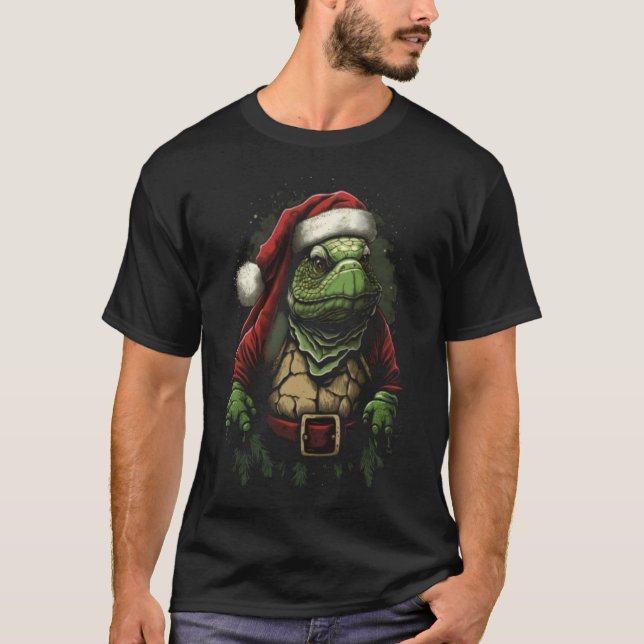 Camiseta Navidades de tortugas marinas vistiendo Santa Hat  (Anverso)