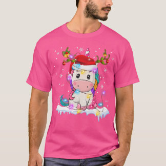 Camiseta Navidades de unicornio iluminan Cuerno de Renos de