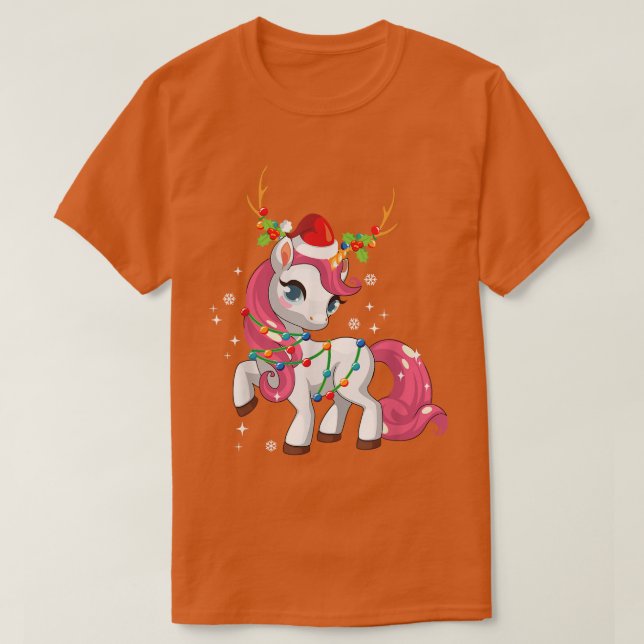 Camiseta Navidades de Unicornio iluminan divertida familia  (Diseño del anverso)