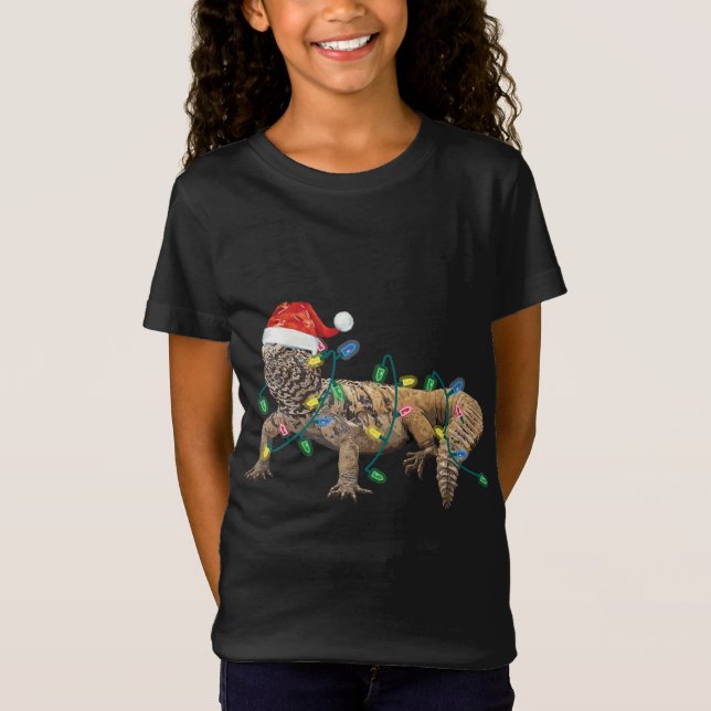 Camiseta Navidades de Uromastyx iluminan Santa Hat Dabb Liz (Anverso)