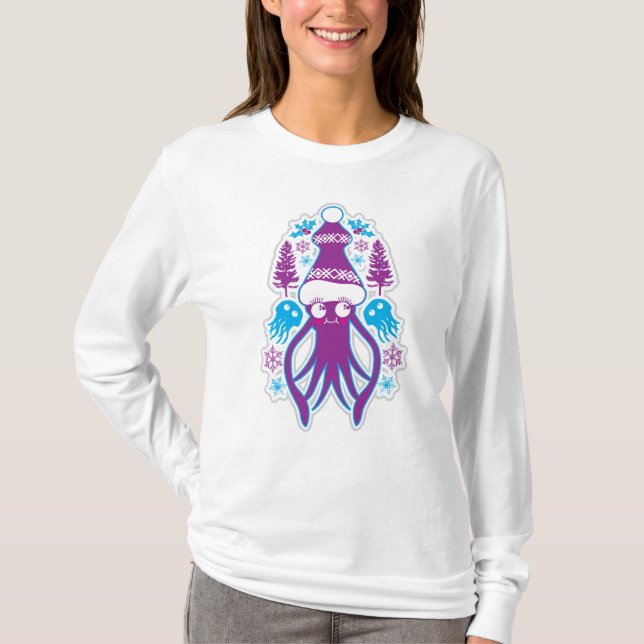 Camiseta Navidades de vacaciones Kawaii Squid (Anverso)