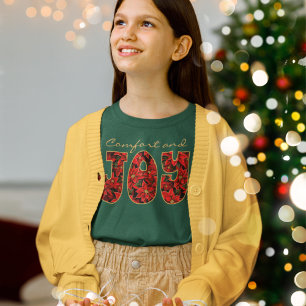 Camiseta Navidades de vacaciones rojas Poinsettia confort y