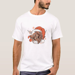 Camiseta Navidades de vacas cutáneas Santa Hat Funny Festiv