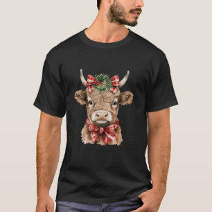 Camiseta Navidades de vacas de Coquette Bow Santa Highland