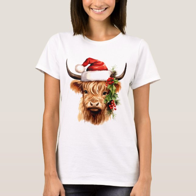 Camiseta Navidades de vacas de Hayland: Arte de decoración  (Anverso)