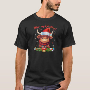 Camiseta Navidades de vacas de Santa Highlander se ragla