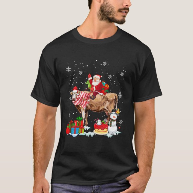 Camiseta Navidades de vacas de Santa Riding (Anverso)