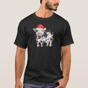 Camiseta Navidades de vacas iluminan divertida Santa Hat Me