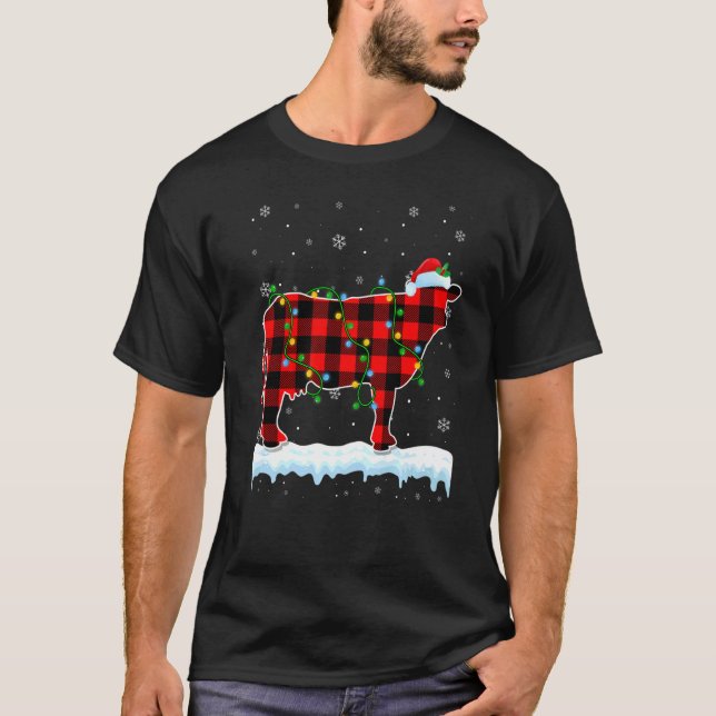 Camiseta Navidades de vacas lecheras Santa Hat Cute Animale (Anverso)