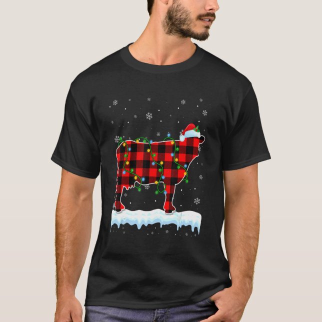 Camiseta Navidades de vacas lecheras Santa Hat Cute Animale (Anverso)