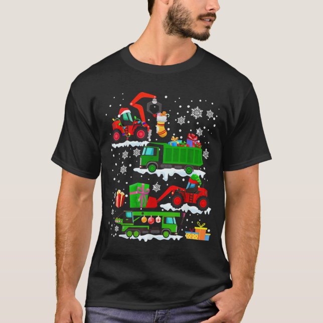 Camiseta Navidades de vehículos de construcción Camión Rojo (Anverso)