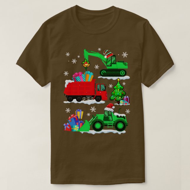 Camiseta Navidades de vehículos de construcción Camiones ro (Diseño del anverso)