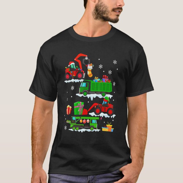 Camiseta Navidades de vehículos de construcción Camiones ro (Anverso)
