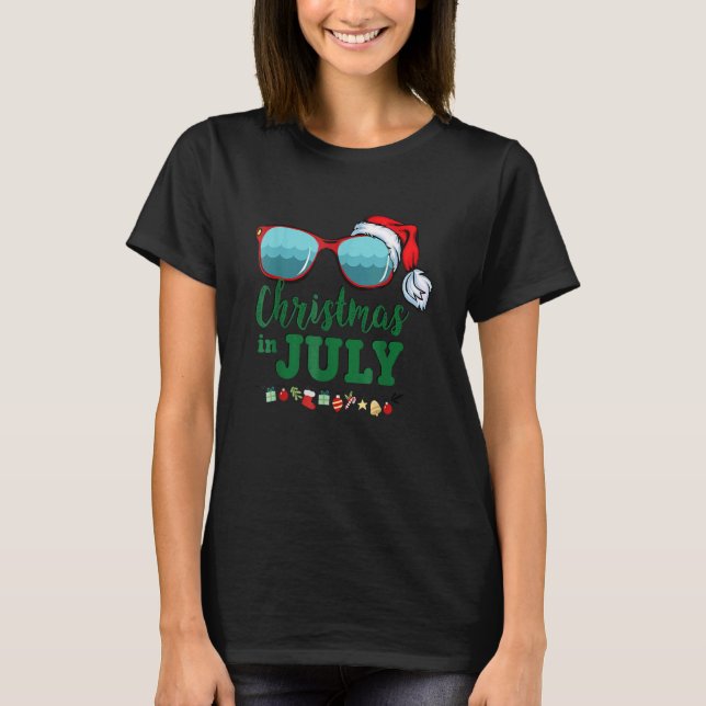 Camiseta Navidades De Verano De Gafas De Sombrero Santa En  (Anverso)