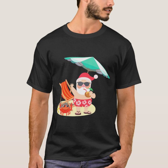 Camiseta Navidades De Verano De Santa Claus Beach En Julio (Anverso)