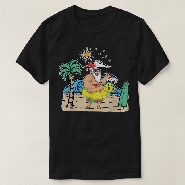 Camiseta Navidades de verano de Santa Navidad divertidos en (Diseño del anverso)