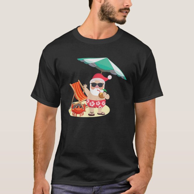 Camiseta Navidades De Verano Graciosos En La Playa De Santa (Anverso)