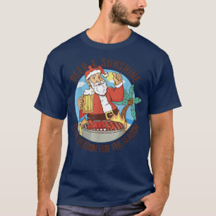 Camiseta Navidades De Verano Santa BBQ En Julio, Cerveza Y