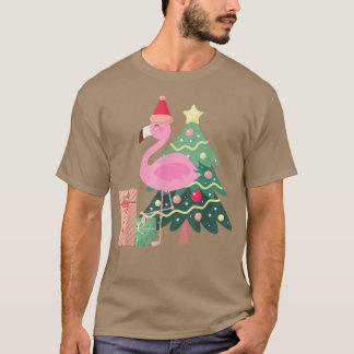 Camiseta Navidades de verano tropical Flamingo Rosado 