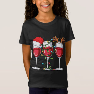 Camiseta Navidades de vino Santa Hat Xmas alumbran Antl ren