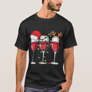 Camiseta Navidades de vino Santa Hat Xmas alumbran Antl ren