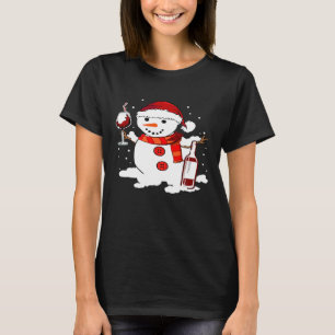 Camiseta Navidades de Vino Snowman bebiendo Navidades Hombr