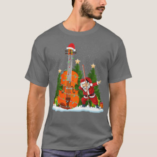 Camiseta Navidades de violín iluminan familia Santa Dabbing