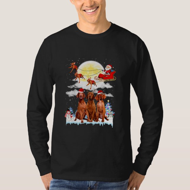 Camiseta Navidades de Vizsla Dog Santa Sleigh  (Anverso)