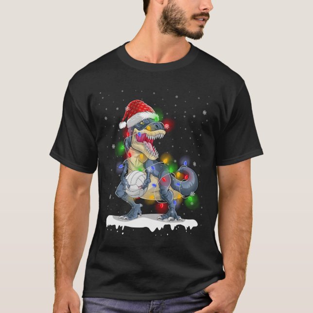 Camiseta Navidades de voleibol de dinosaurios Pajama X-Mas (Anverso)