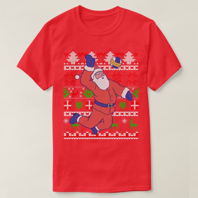 Camiseta Navidades de voleibol Santa Claus Ugly (Diseño del anverso)
