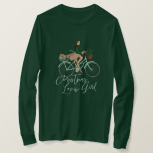 Camiseta Navidades de Waterolor: Chica de amor montando una
