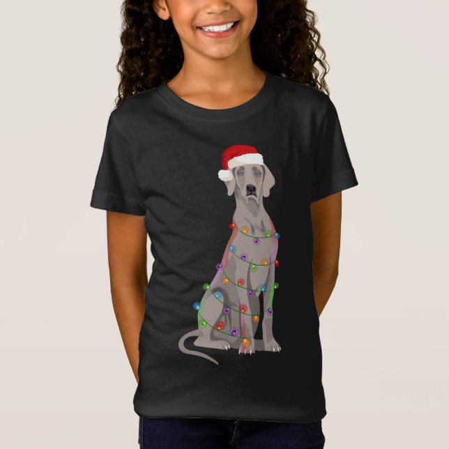 Camiseta Navidades de Weimaraner alumbran a amante del perr (Anverso)