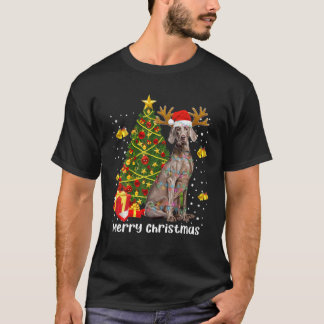 Camiseta Navidades de Weimaraner iluminan el árbol Santa Xm