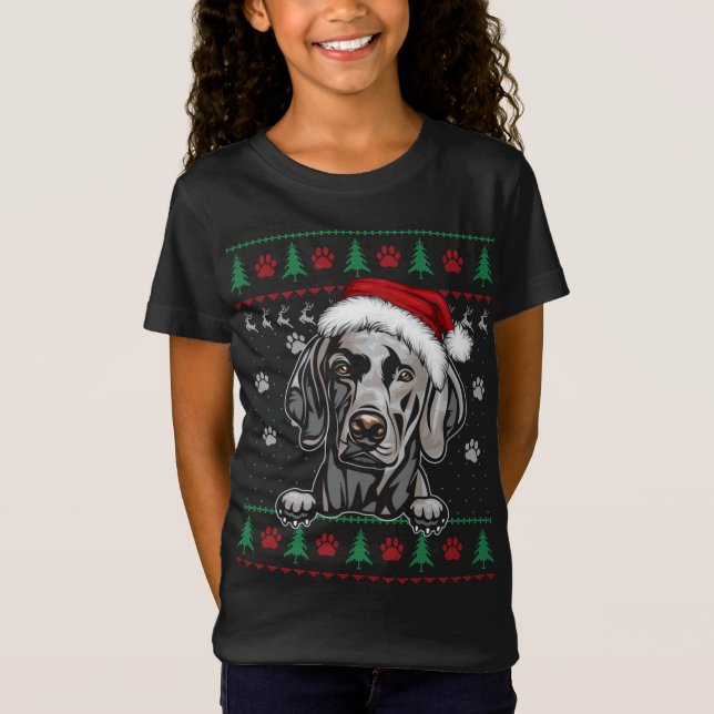 Camiseta Navidades de Weimaraner Sueño Perro Gracioso (Anverso)