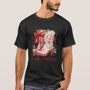Camiseta Navidades de Western Howdy Cowgirl Boot Coquette B