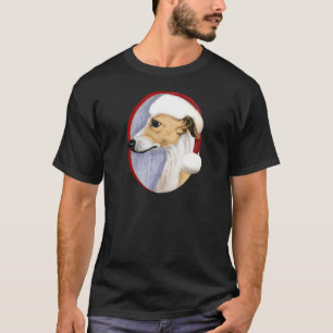 Camiseta Navidades de Whippet Tan y White Santa
