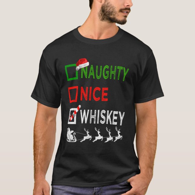 Camiseta Navidades de Whiskey Naughty Pajamas Funny Santa (Anverso)