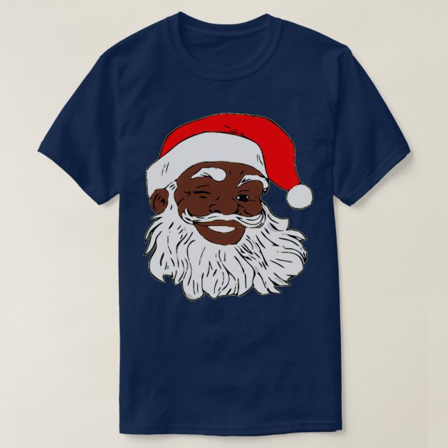 Camiseta Navidades de Winking Black Santa Claus XMAS (Diseño del anverso)