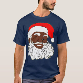 Camiseta Navidades de Winking Black Santa Claus XMAS