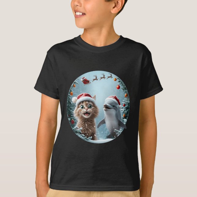 Camiseta Navidades de Winter Wonderland Gato delfín Selfie  (Anverso)