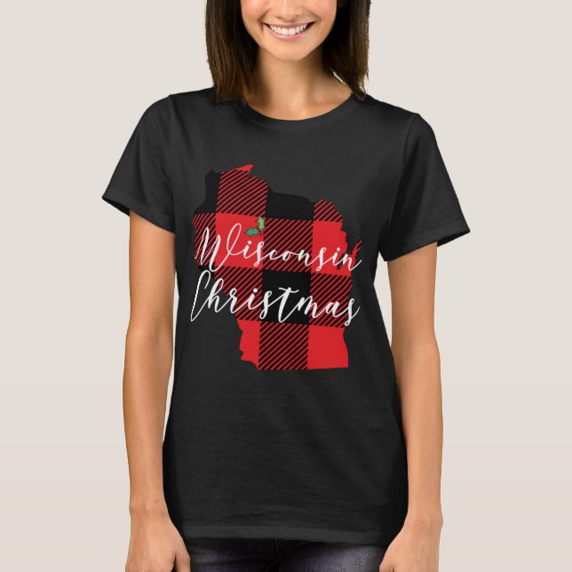 Camiseta Navidades de Wisconsin Vacaciones estatales en búf (Anverso)