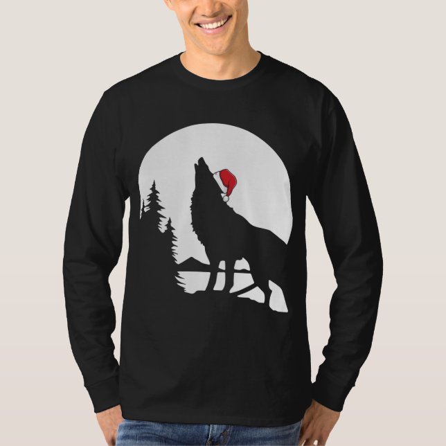 Camiseta Navidades de Wolf Santa Hat Pajama Guay Moon (Anverso)