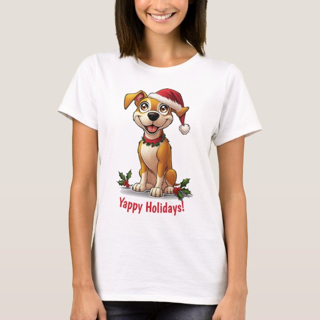 Camiseta Navidades de Yappy Dog Santa Hat T-Shirt (Anverso)
