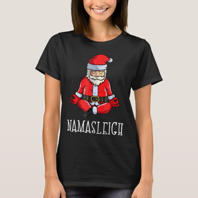 Camiseta Navidades de yoga Namasleigh Santa Meditate (Anverso)