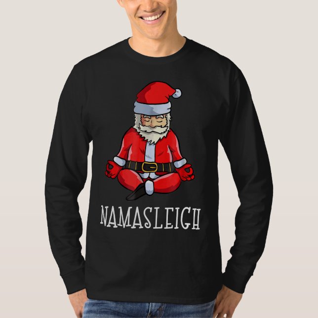 Camiseta Navidades de yoga Namasleigh Santa Meditate (Anverso)