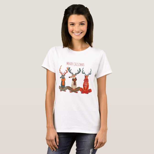 Camiseta Navidades de yoga reno. Moose (Anverso completo)