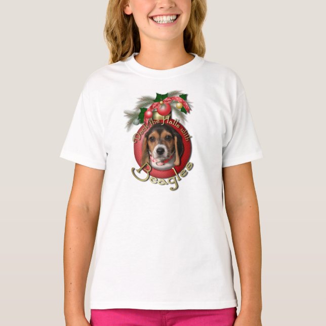 Camiseta Navidades - Deck the Halls - Beagles (Anverso)