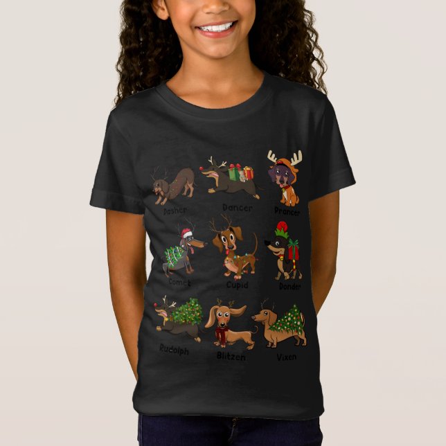 Camiseta Navidades Deer Dachshund Personalizado Perro Nombr (Anverso)