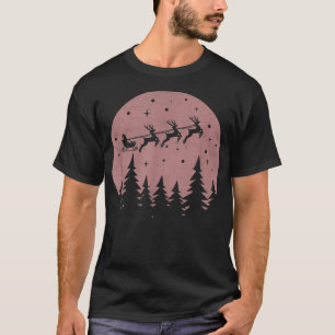 Camiseta Navidades Deer Santa Claus En La Noche Forestal De