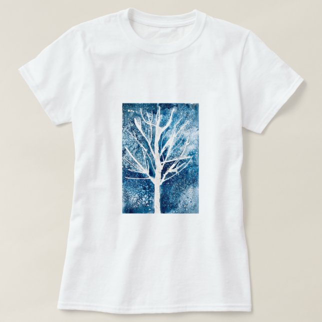 Camiseta Navidades del árbol de abedul blanco de invierno (Diseño del anverso)